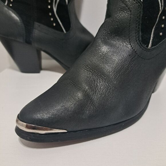 Dingo Ava Embroidered Studs Western Moto Boho Goth Leather Boots Size 9 Black - Picture 10 of 15